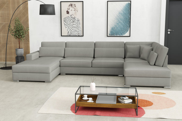 canapé ERM BRISTOL EN Panoramique en U 400x230x94cm velours gris