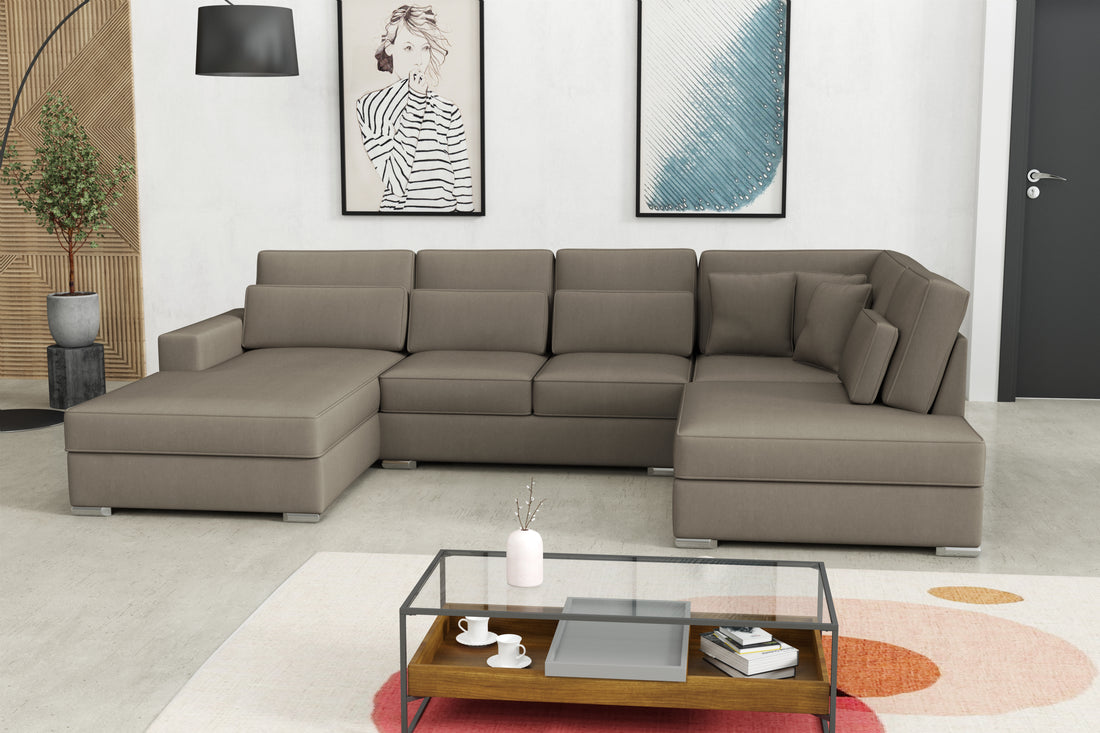 canapé ERM BRISTOL EN Panoramique en U 400x230x94cm velours moka