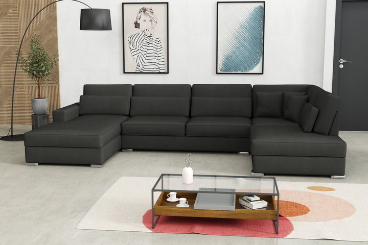 canapé ERM BRISTOL EN Panoramique en U 400x230x94cm velours anthracite