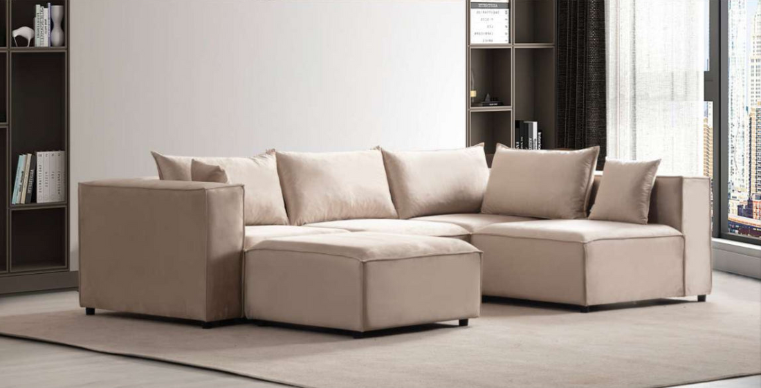 Canapé Élégance-SAN Modulable Velours Beige 4+1