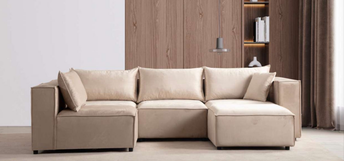 Canapé Élégance-SAN Modulable Velours Beige 4+1