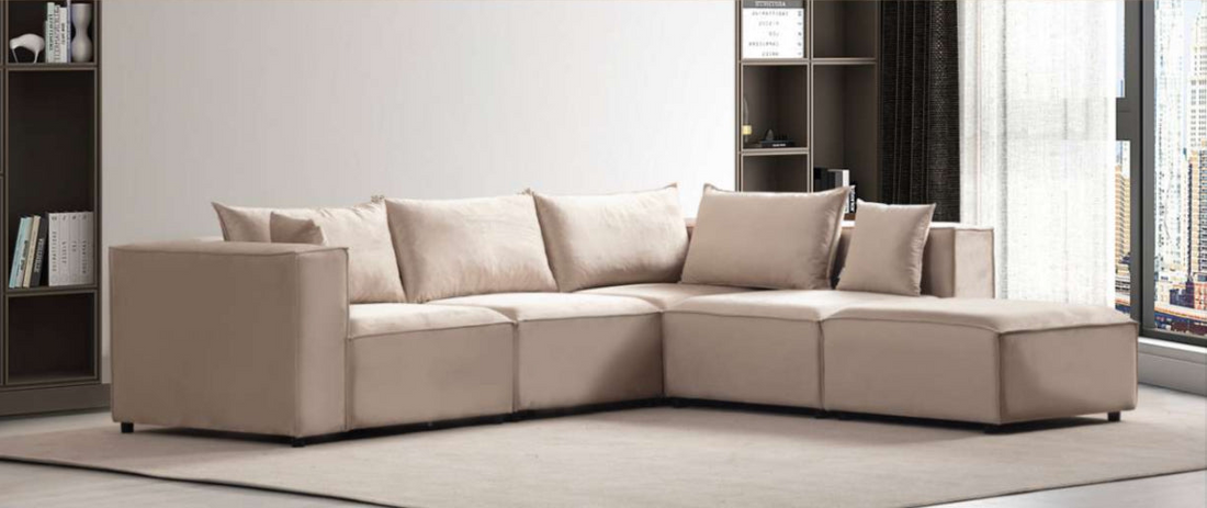 Canapé Élégance-SAN Modulable Velours Beige 4+1