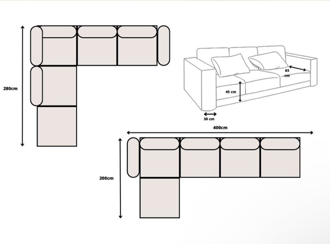 Canapé Élégance-SAN Modulable Velours Beige 4+1