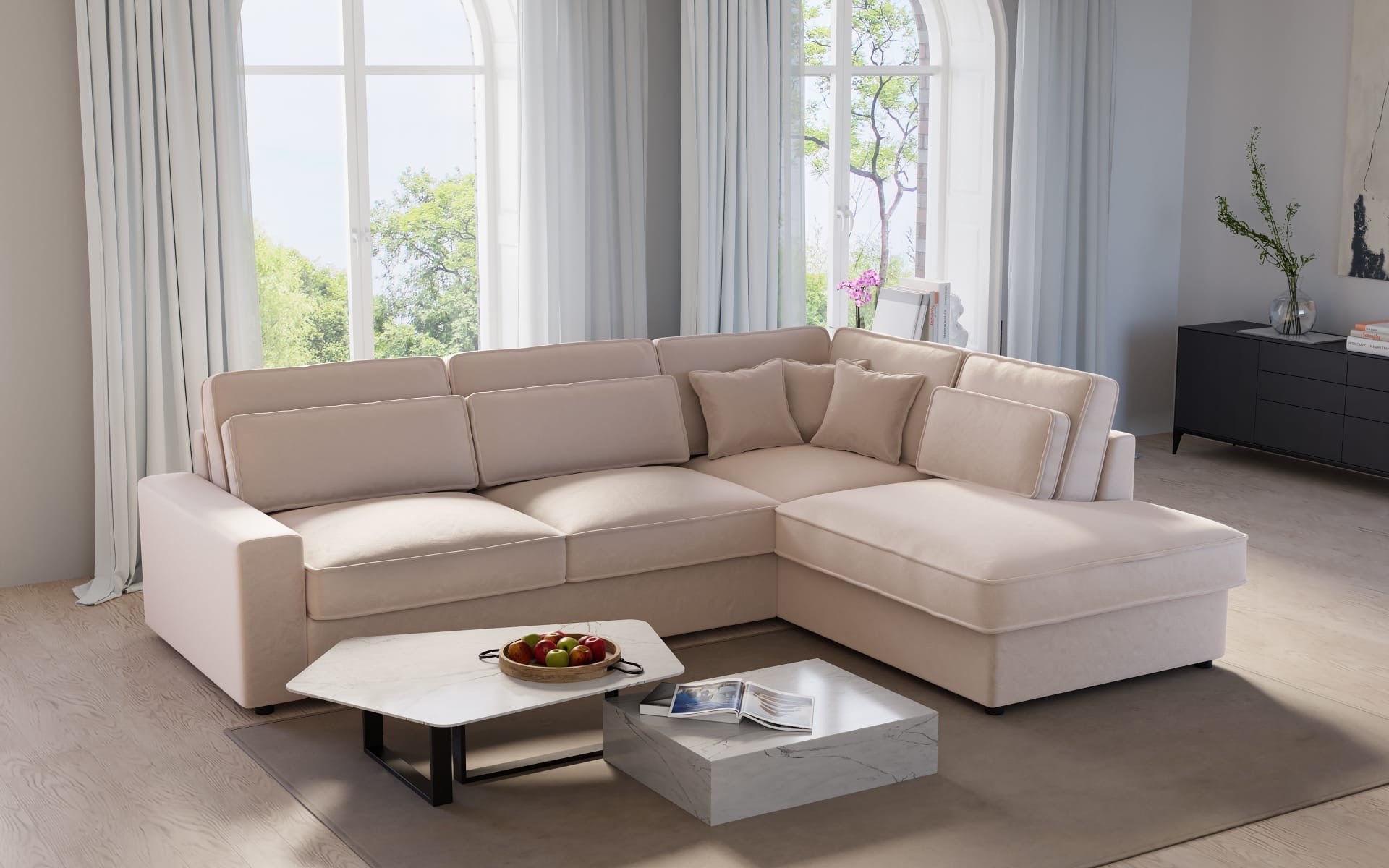 Canapé D’angle Lexus -SAN Velours Beige