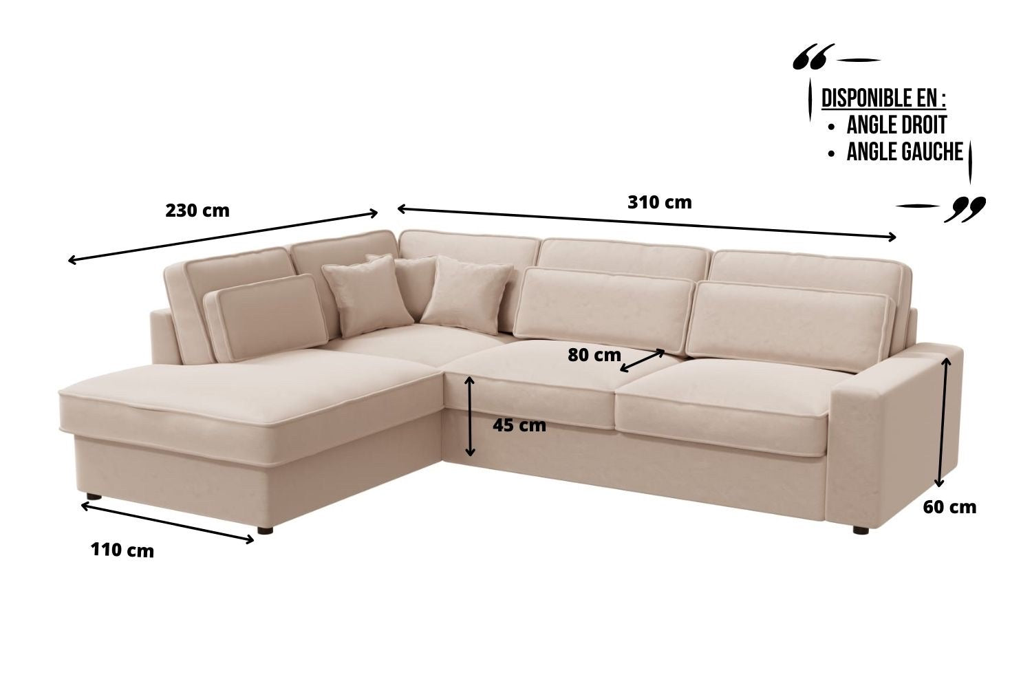 Canapé D’angle Lexus -SAN Velours Beige