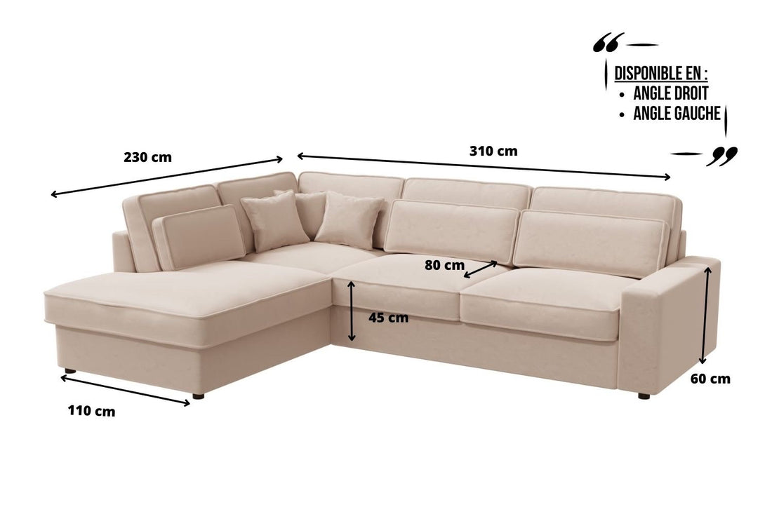 Canapé D’angle Lexus -SAN Velours Beige