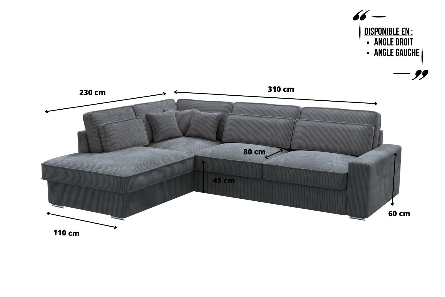 Canapé D’angle Lexus-SAN Cotelé Gris