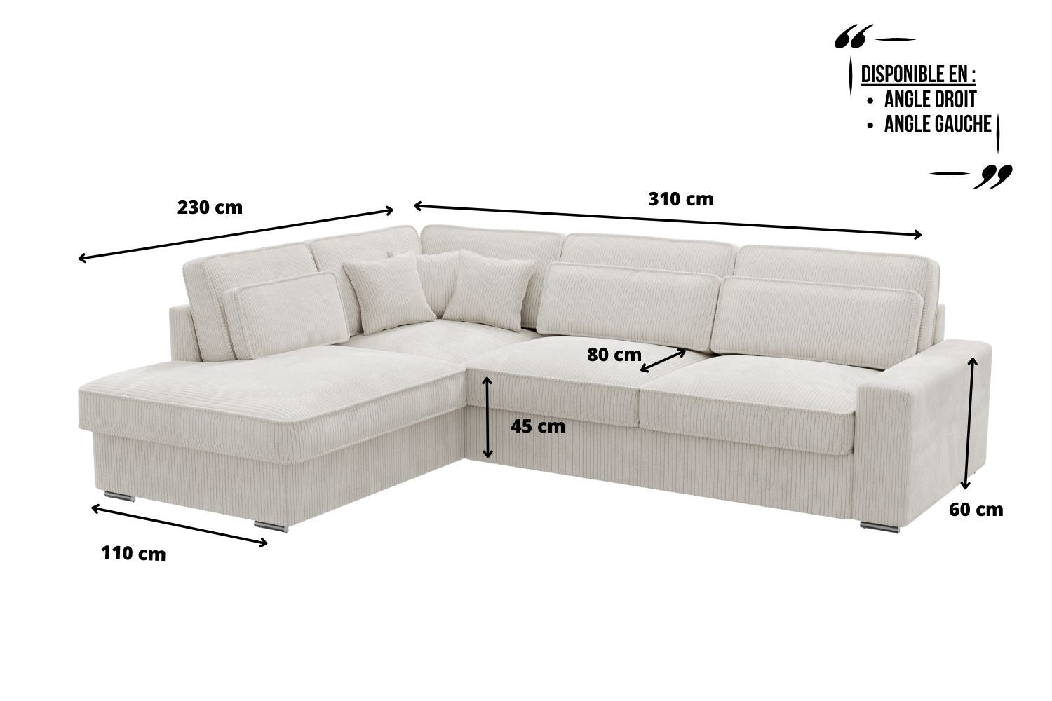 Canapé D’angle Lexus-SAN Cotelé Blanc