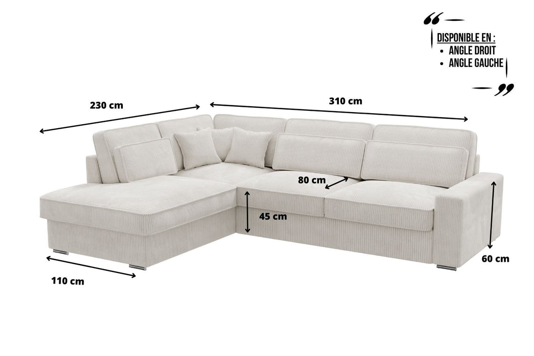 Canapé D’angle Lexus-SAN Cotelé Blanc