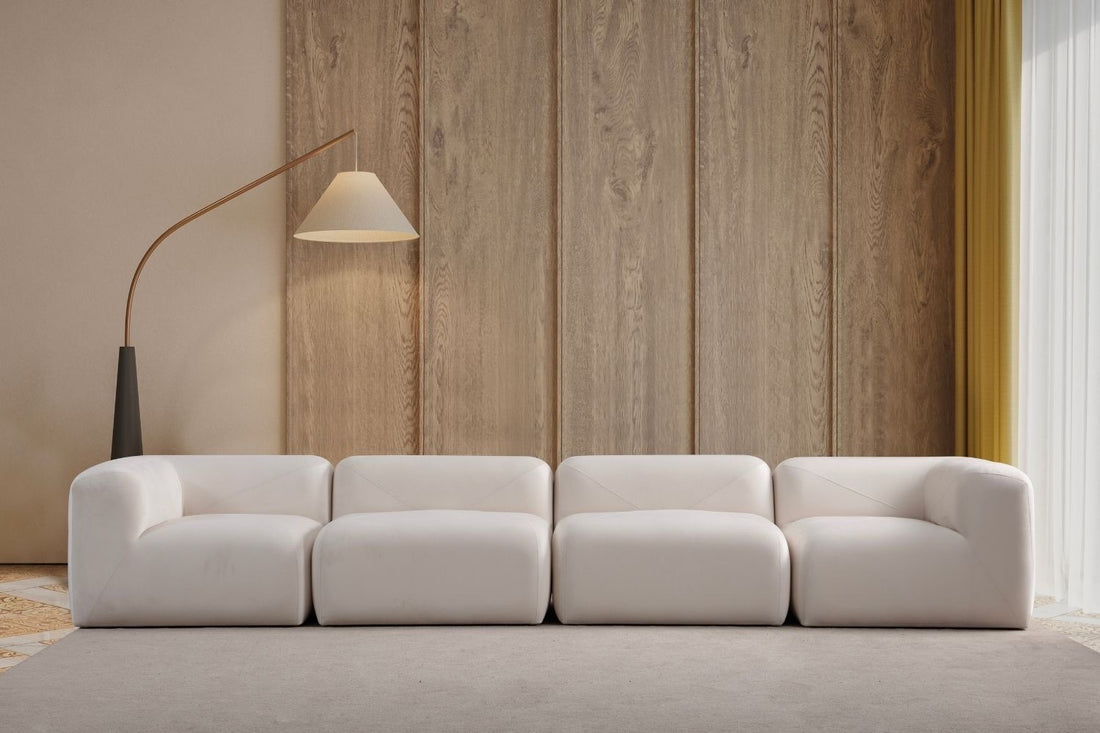 Canapé Nuage-SAN Velours Blanc Cassé