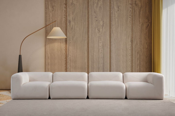 Canapé Nuage-SAN Velours Blanc Cassé