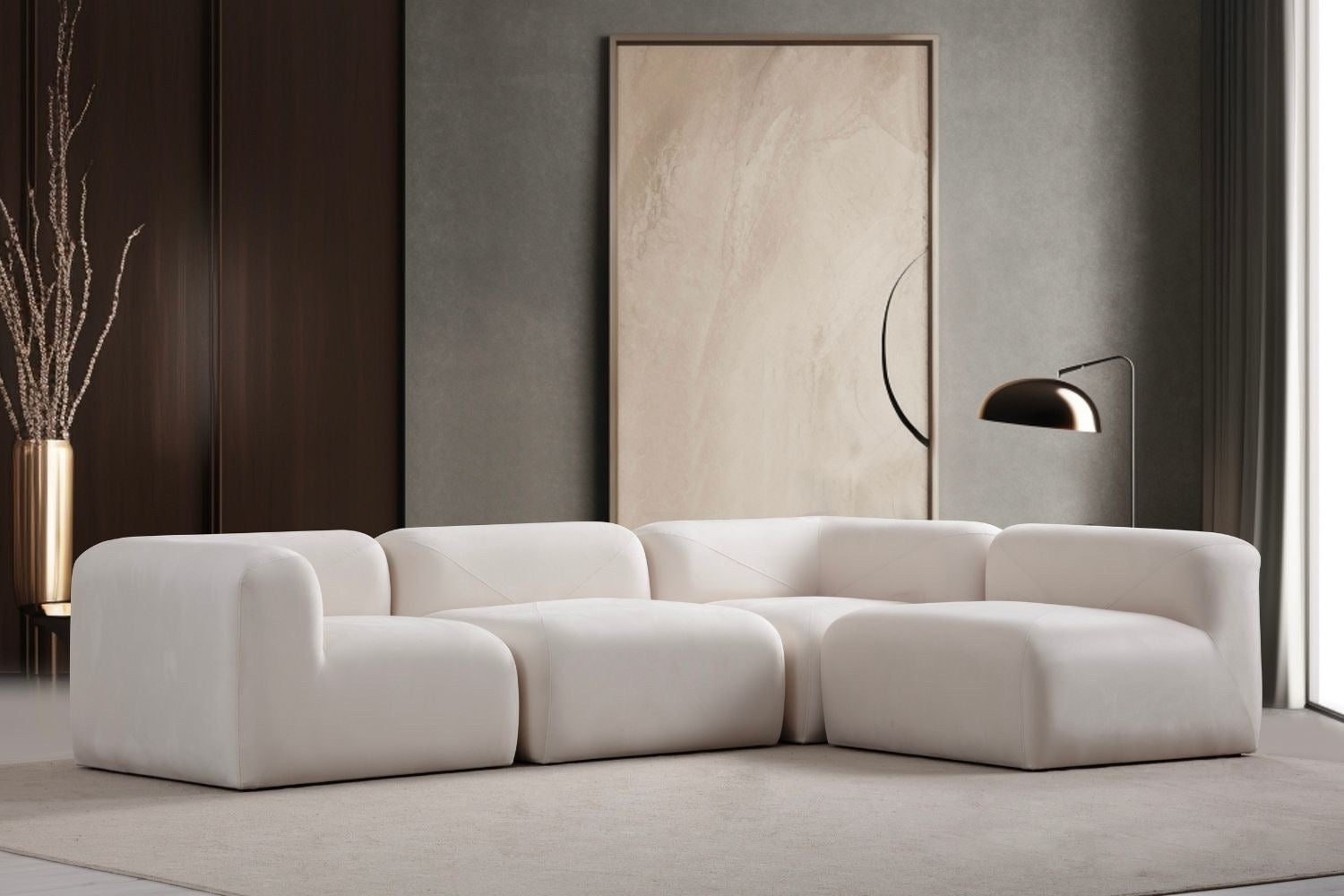 Canapé Nuage-SAN Velours Blanc Cassé