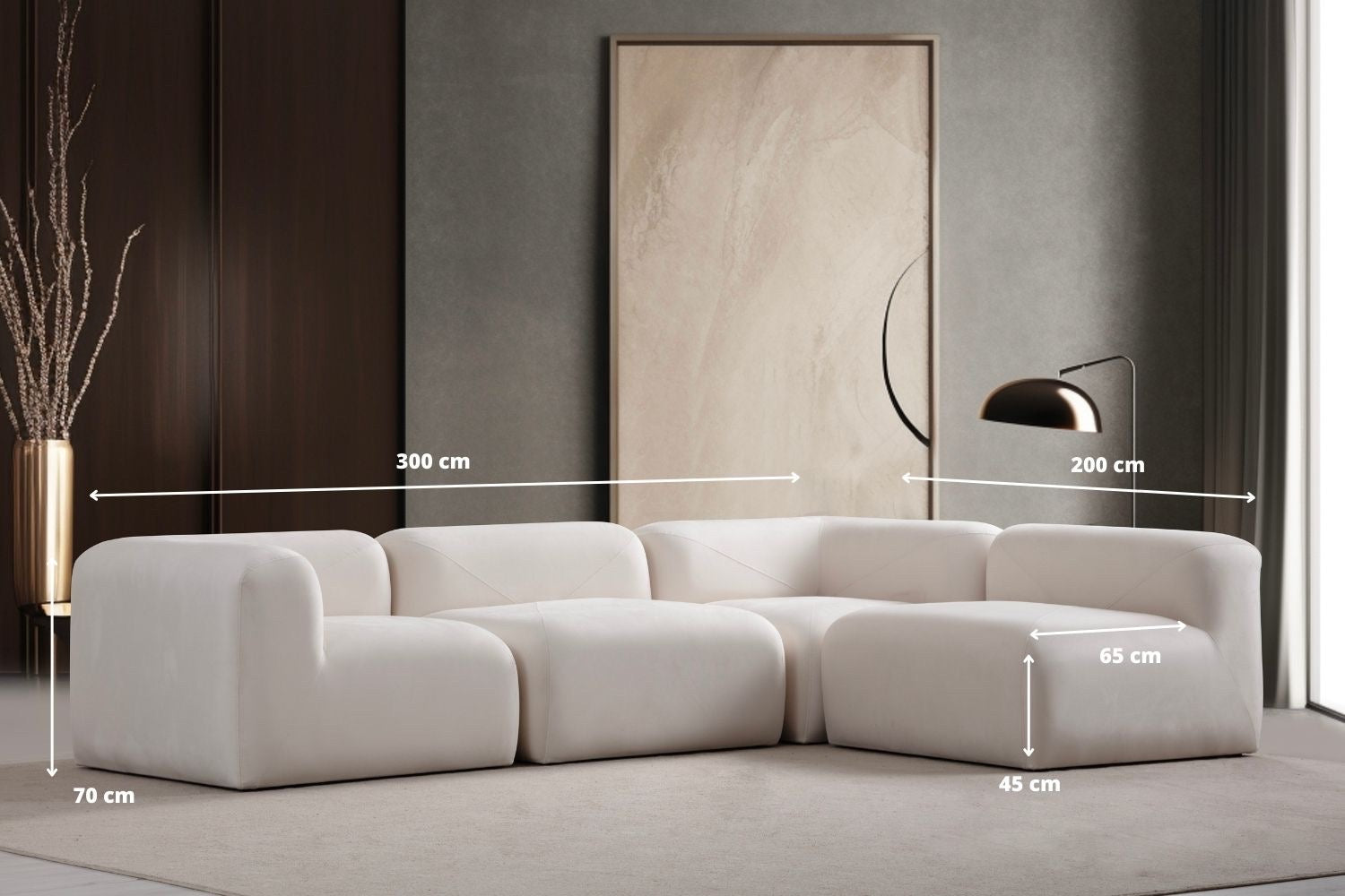 Canapé Nuage-SAN Velours Blanc Cassé