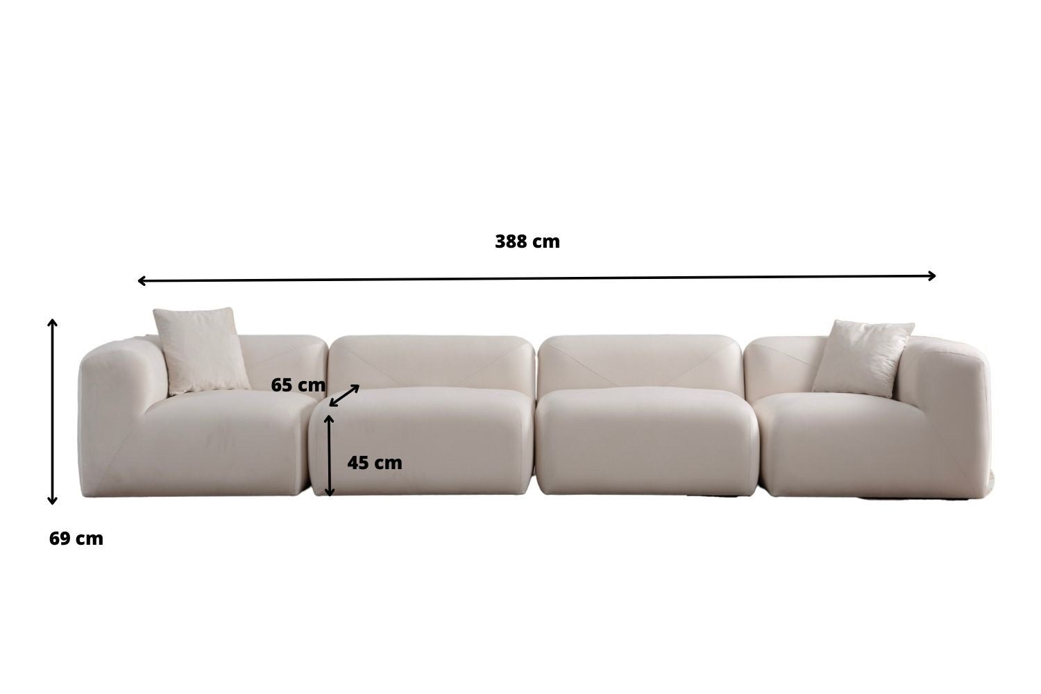 Canapé Nuage-SAN Velours Blanc Cassé