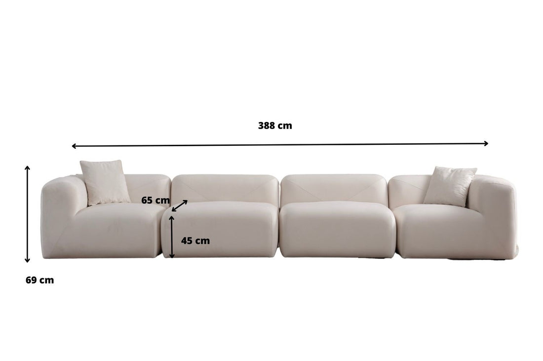 Canapé Nuage-SAN Velours Blanc Cassé