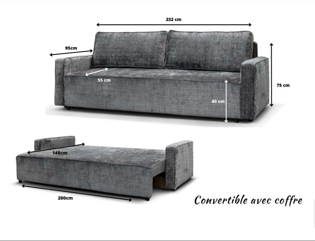 Canapé Convertible Nicola-SAN gris Marbella