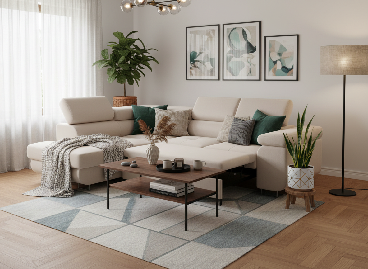 Canapé D’angle Convertible Tony-SAN beige