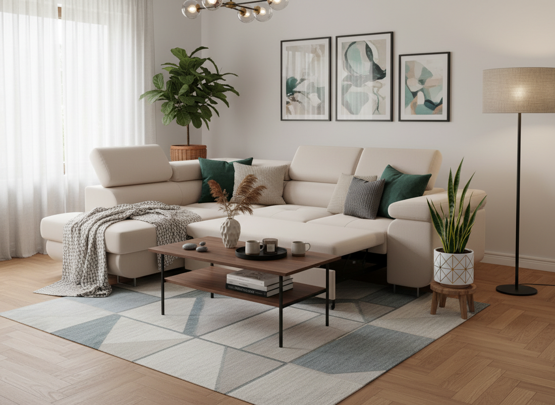 Canapé D’angle Convertible Tony-SAN beige