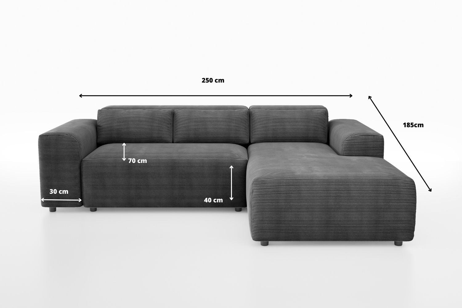 Canapé D’angle Morris-SAN Cotelé Gris