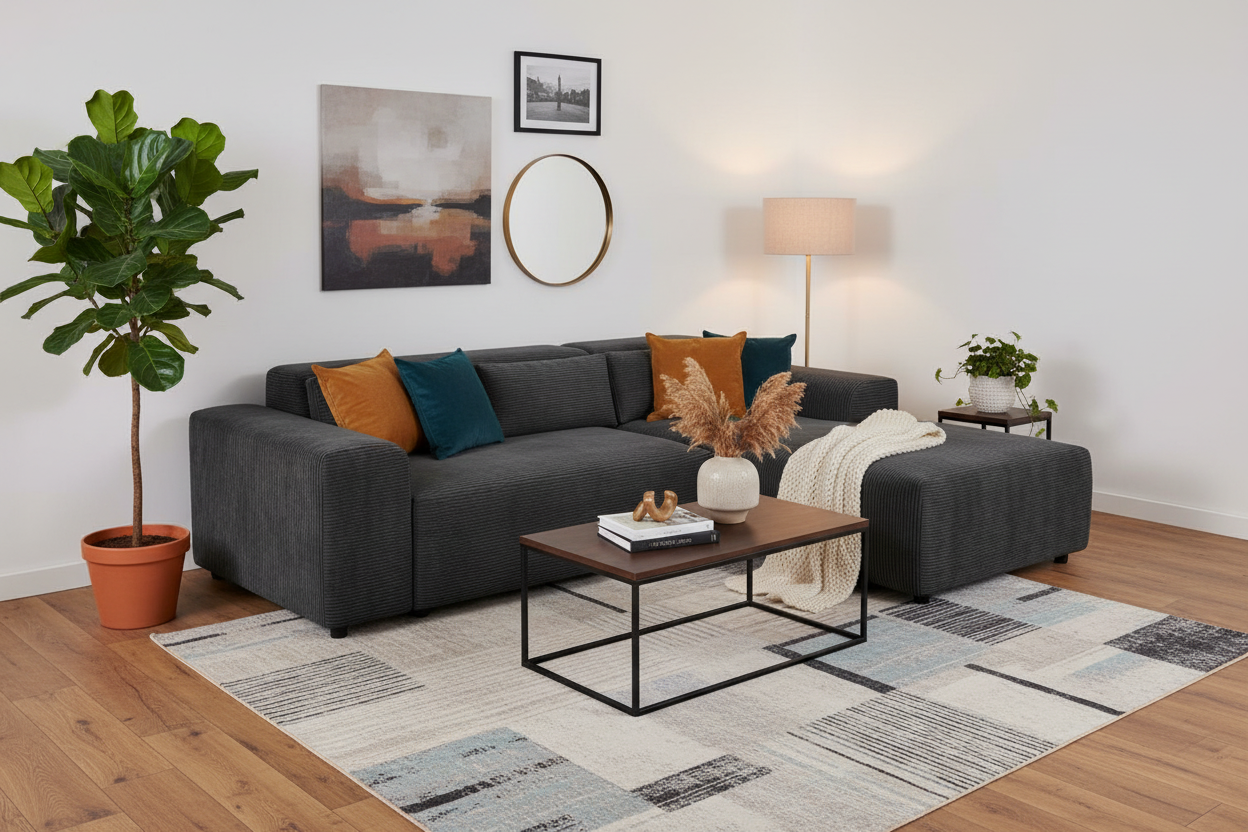 Canapé D’angle Morris-SAN Cotelé Gris