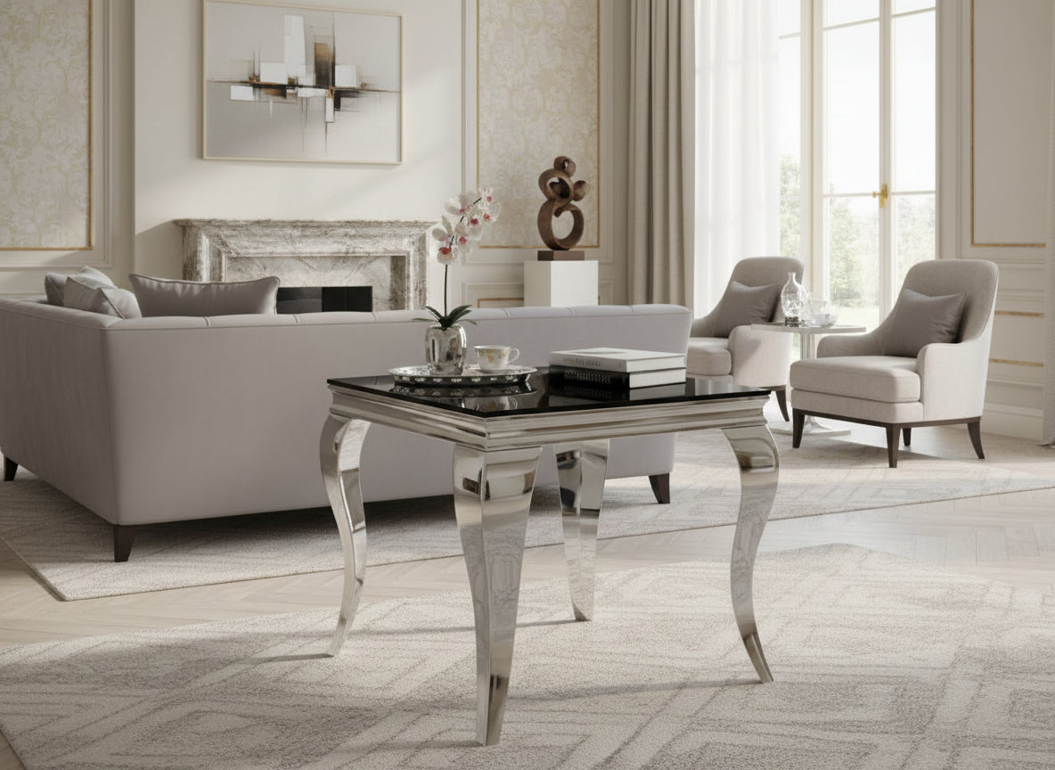 GUERIDON BAROQUE GOLD NOIR 50x50 cm