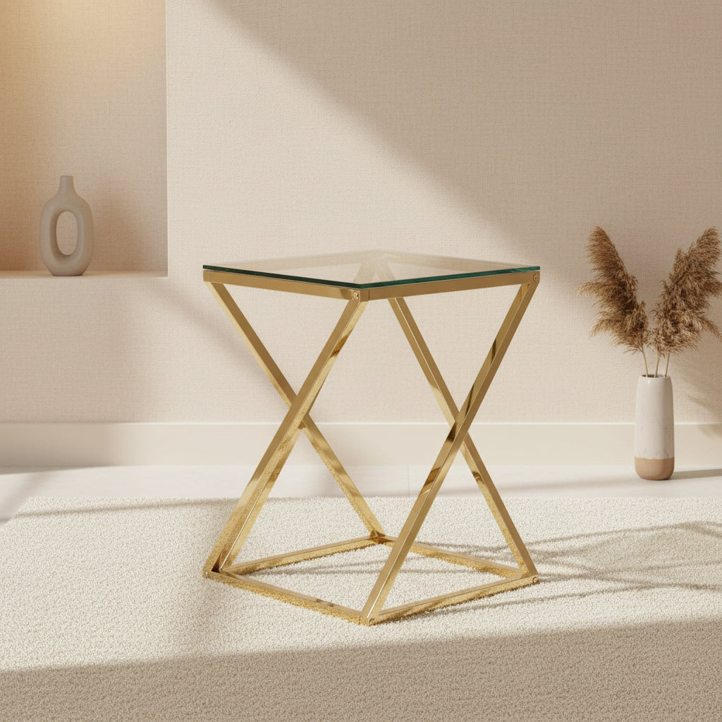 GUERIDON BEVERLY GOLD TRANSPARENT 40x40x55 cm