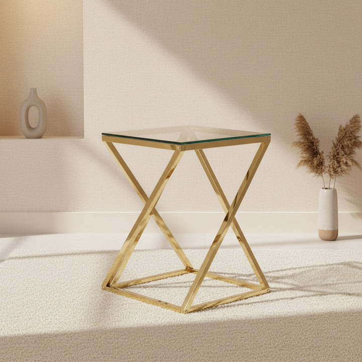 GUERIDON BEVERLY GOLD TRANSPARENT 40x40x55 cm