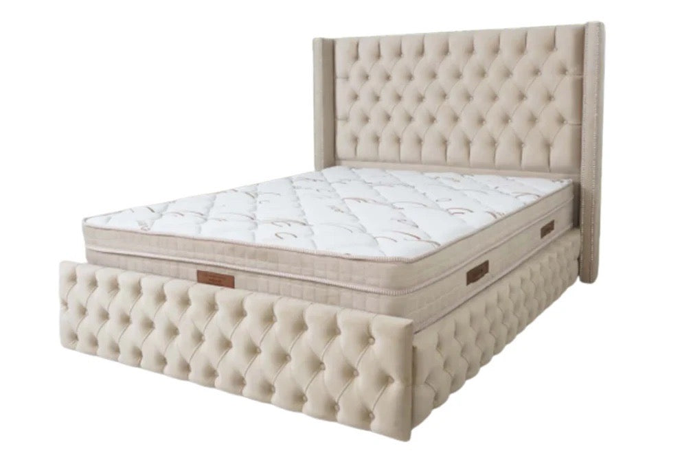 Cadre De Lit Clouté-SAN 180x200 Beige