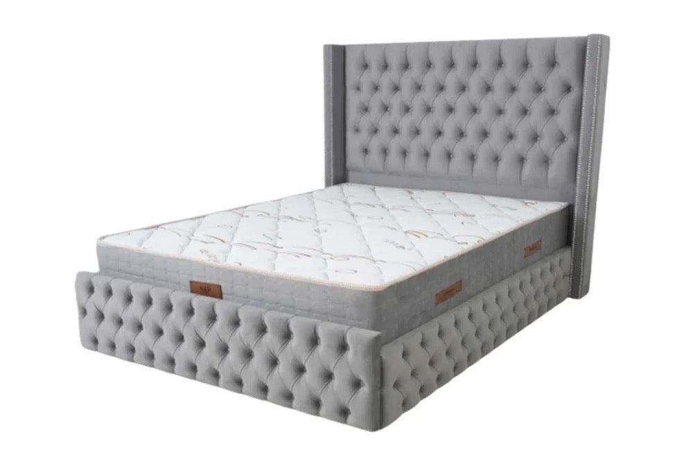 Cadre De Lit Clouté-SAN 180x200 Gris