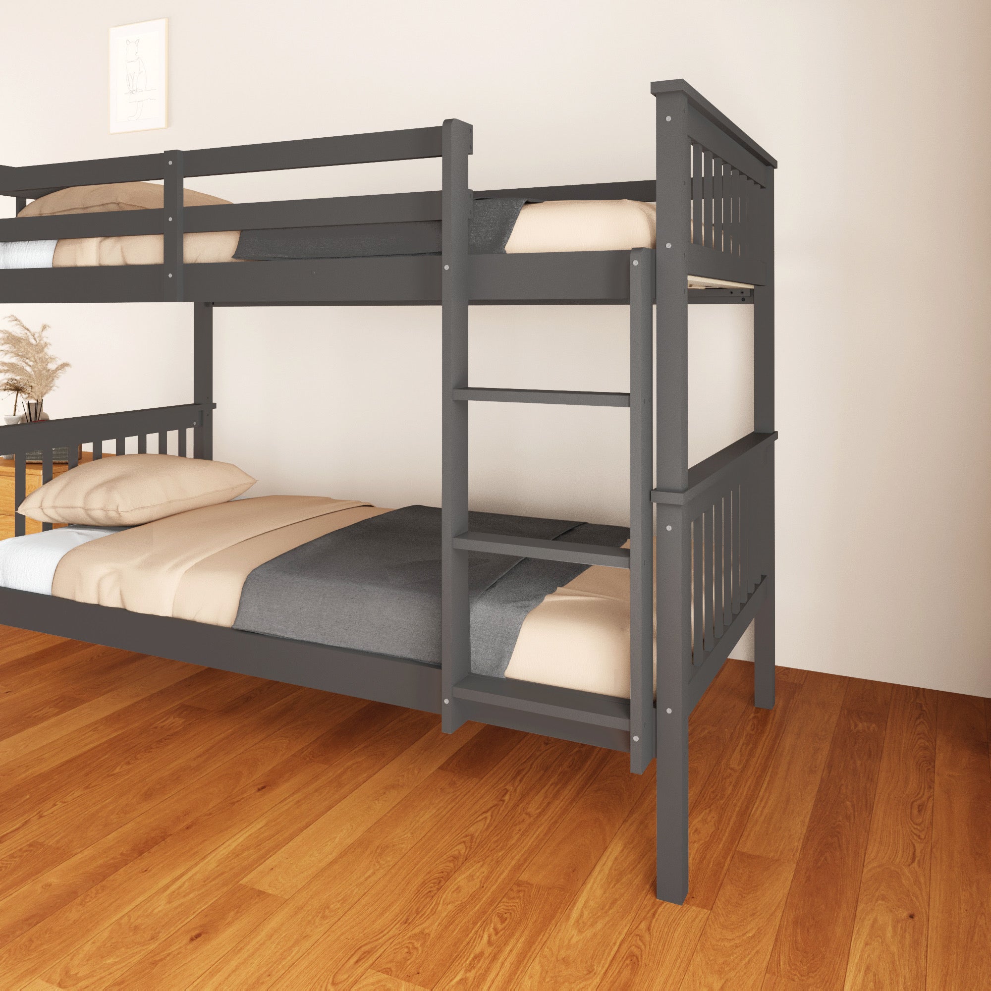 LIT SUPERPOSE BATNA-SAN EN BOIS 1+1 GRIS