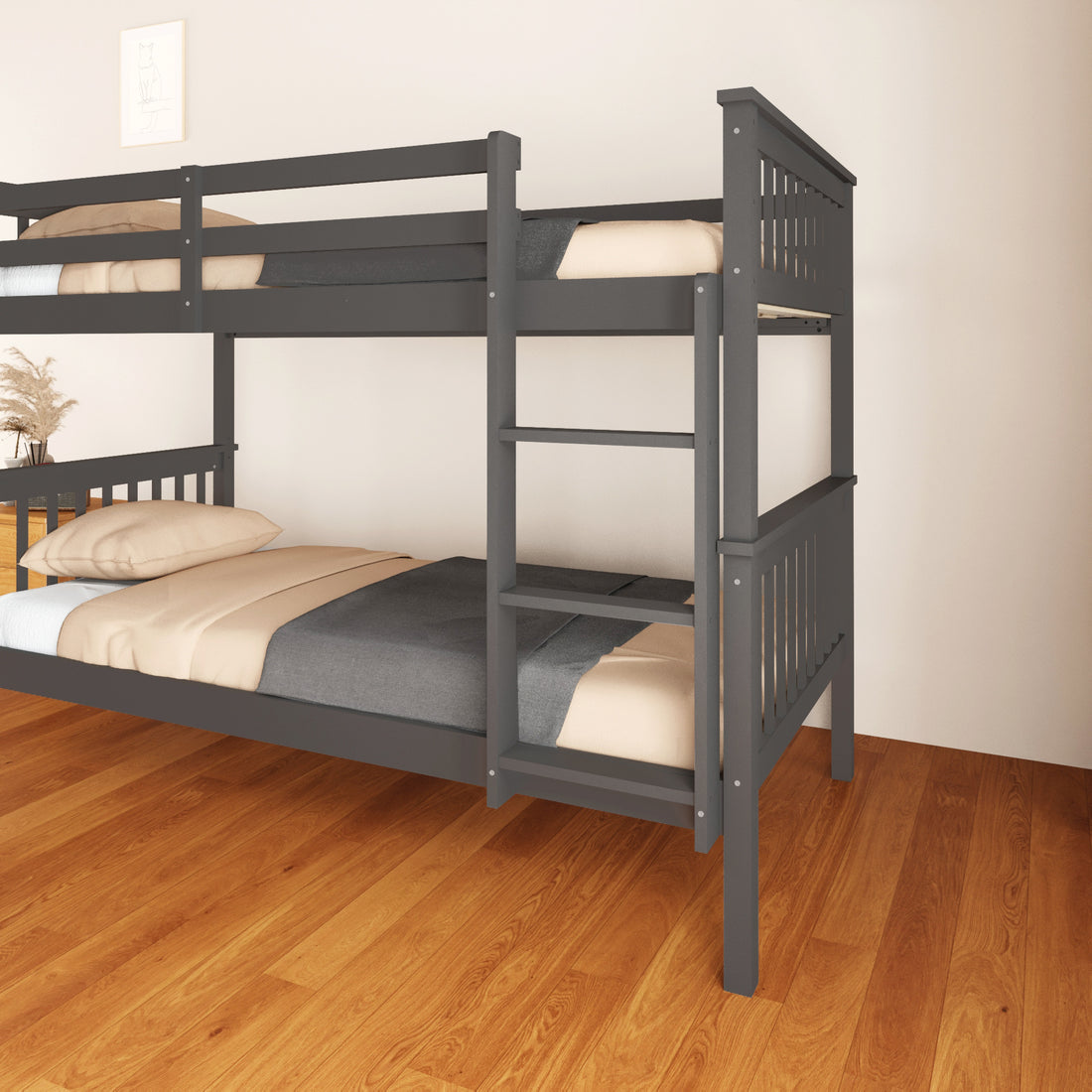 LIT SUPERPOSE BATNA-SAN EN BOIS 1+1 GRIS