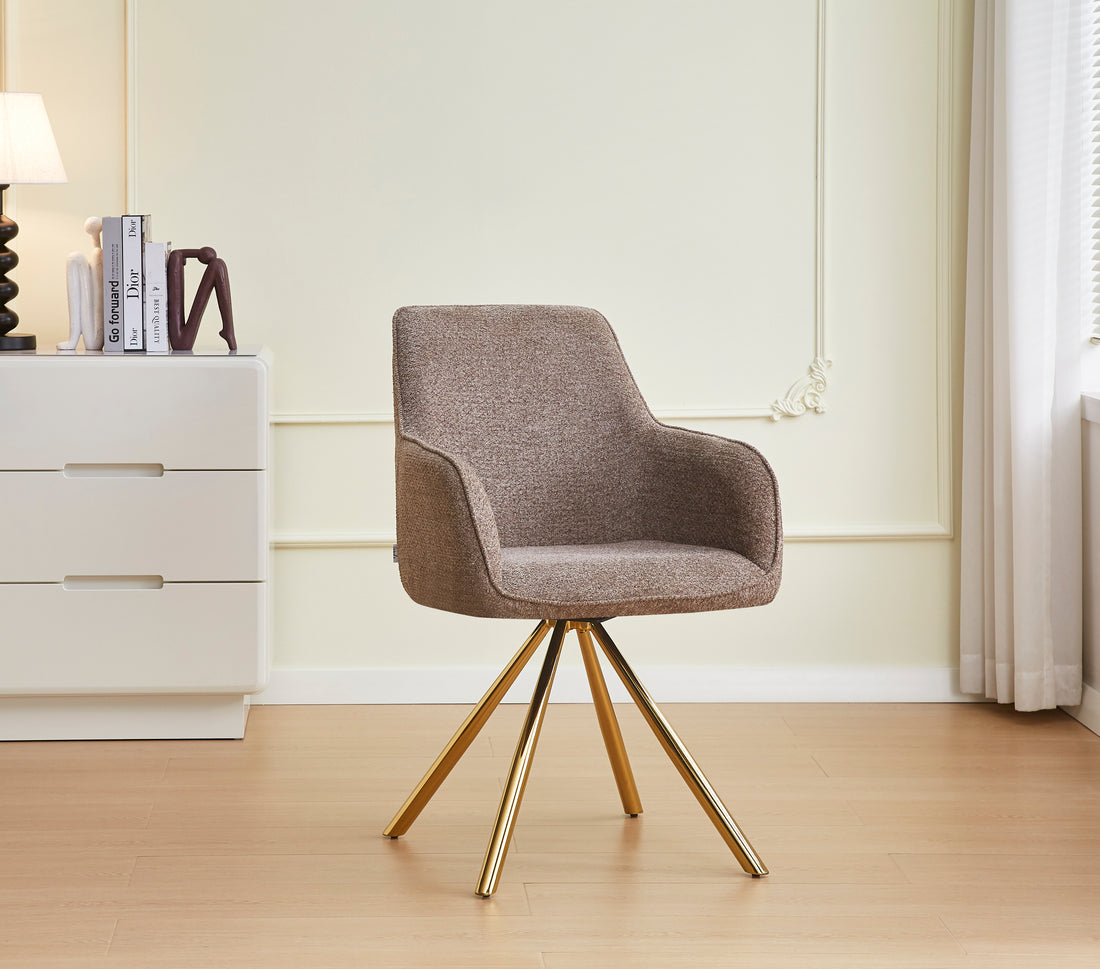 CHAISE AVEC ACCOUDOIR LOLA-ERM PIED GOLD TISSU TAUPE