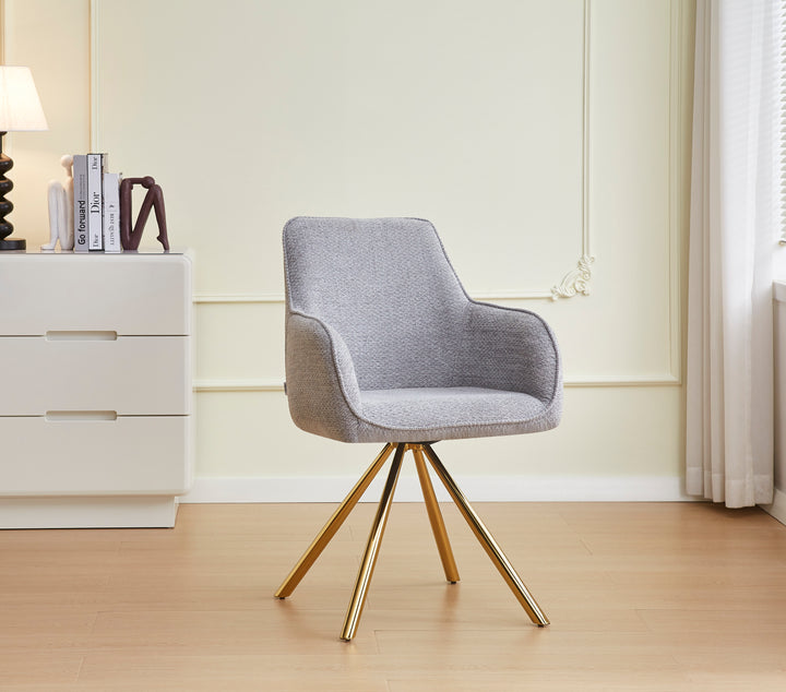 CHAISE AVEC ACCOUDOIR LOLA-ERM PIED GOLD TISSU GRIS