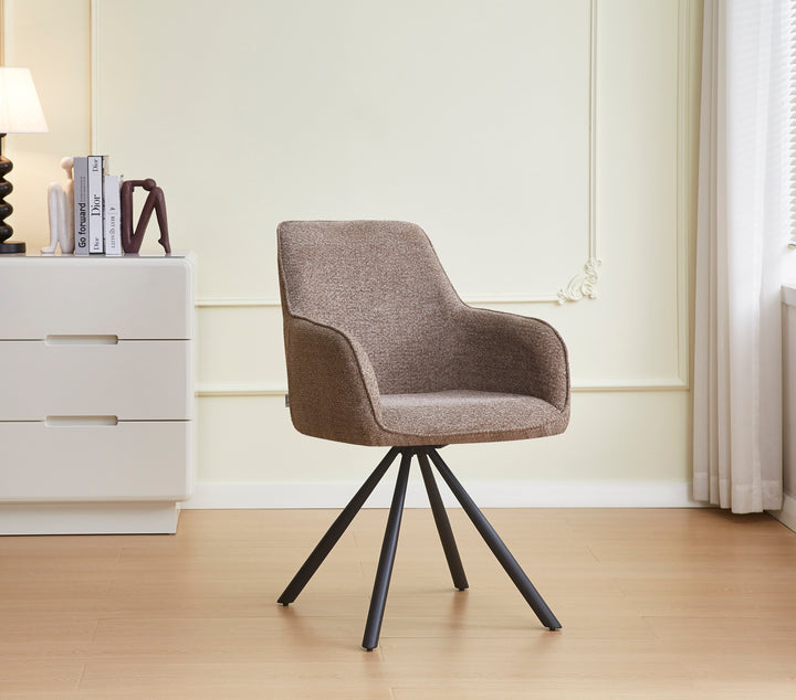 CHAISE AVEC ACCOUDOIR LOLA-ERM PIED METAL NOIR TISSU TAUPE