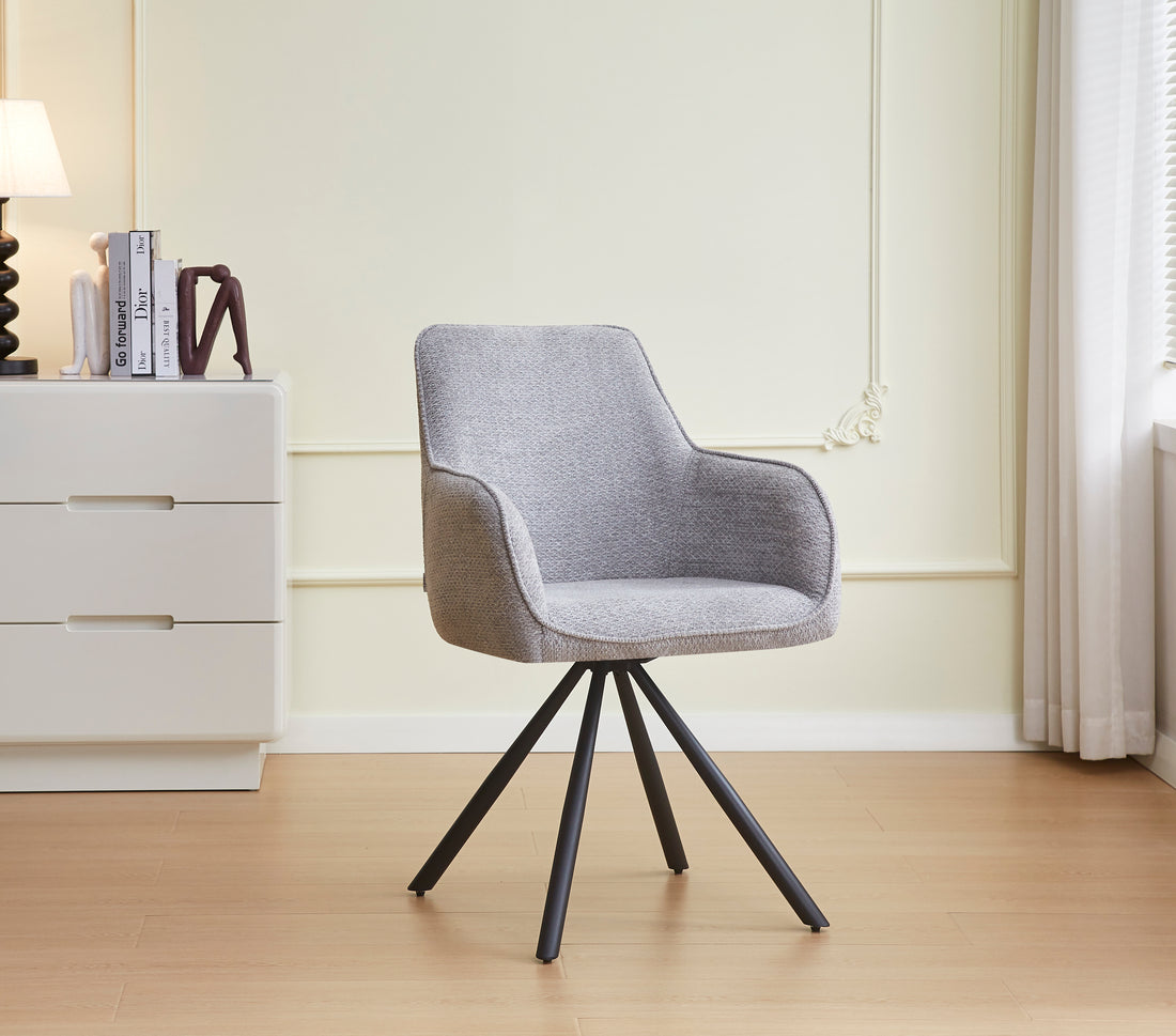 CHAISE AVEC ACCOUDOIR LOLA-ERM PIED METAL NOIR TISSU GRIS