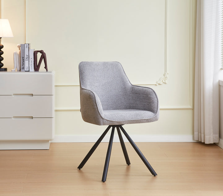 CHAISE AVEC ACCOUDOIR LOLA-ERM PIED METAL NOIR TISSU GRIS