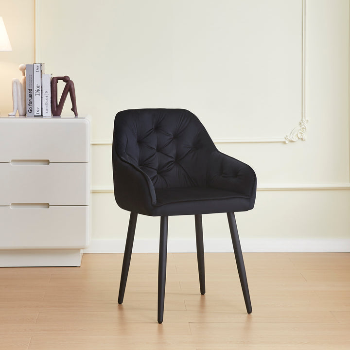 CHAISE AVEC ACCOUDOIR JADE-ERM PIEDS METAL NOIR VELOURS NOIR