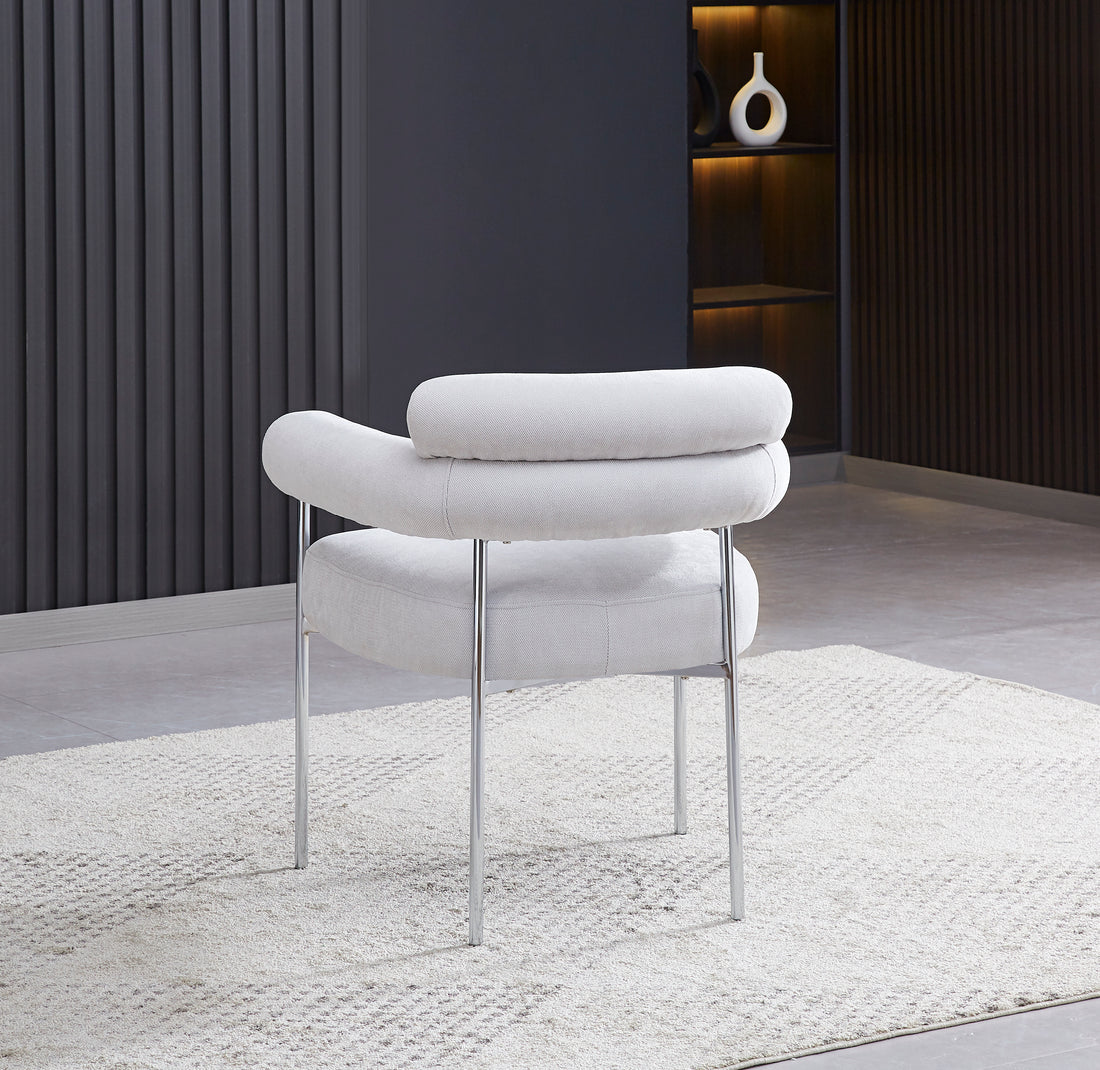 CHAISE AVEC ACCOUDOIR BULLE-ERM PIED CHROME SERGE GRIS