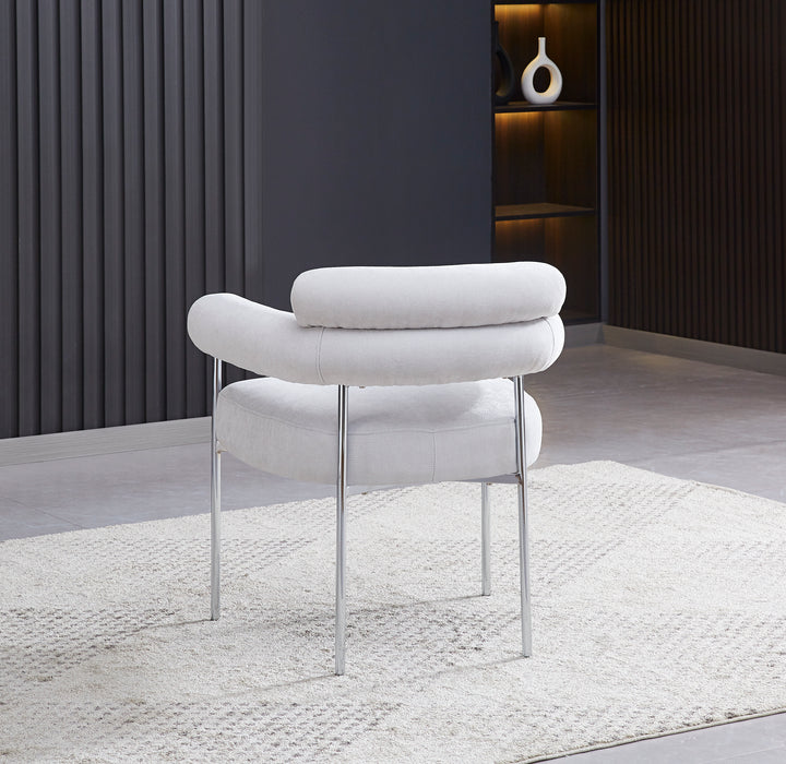 CHAISE AVEC ACCOUDOIR BULLE-ERM PIED CHROME SERGE GRIS