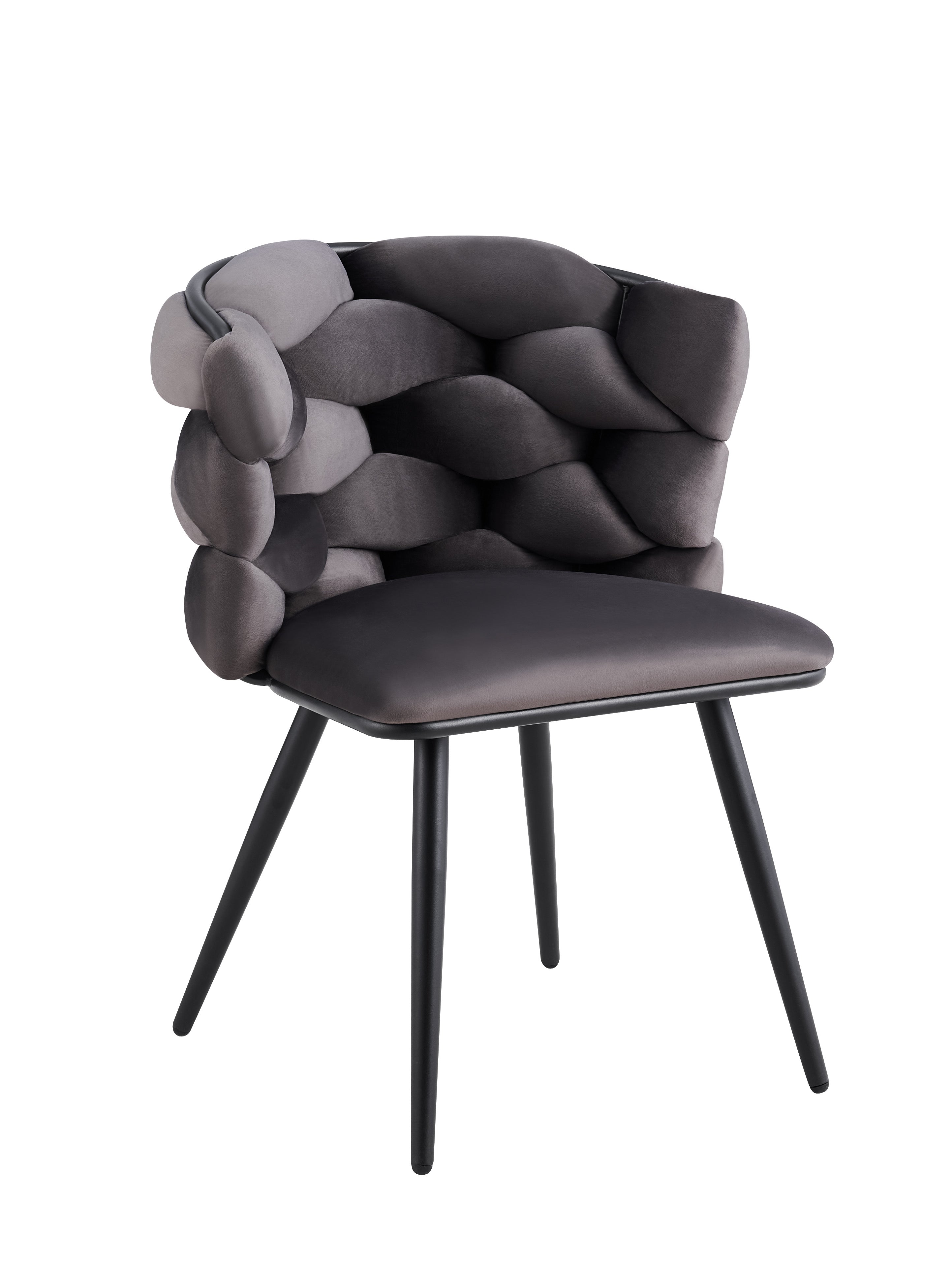 CHAISE LOLIPOP PIED METAL NOIR VELOURS ANTHRACITE
