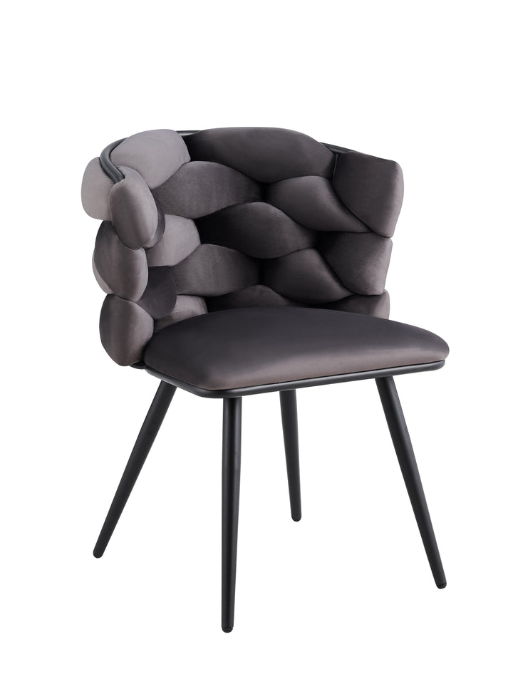 CHAISE LOLIPOP PIED METAL NOIR VELOURS ANTHRACITE