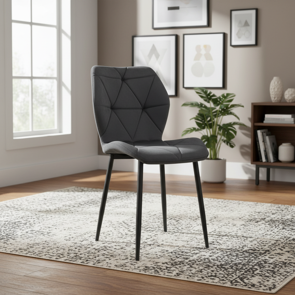 CHAISE COQUILLAGE ANTHRACITE PIED METAL NOIR