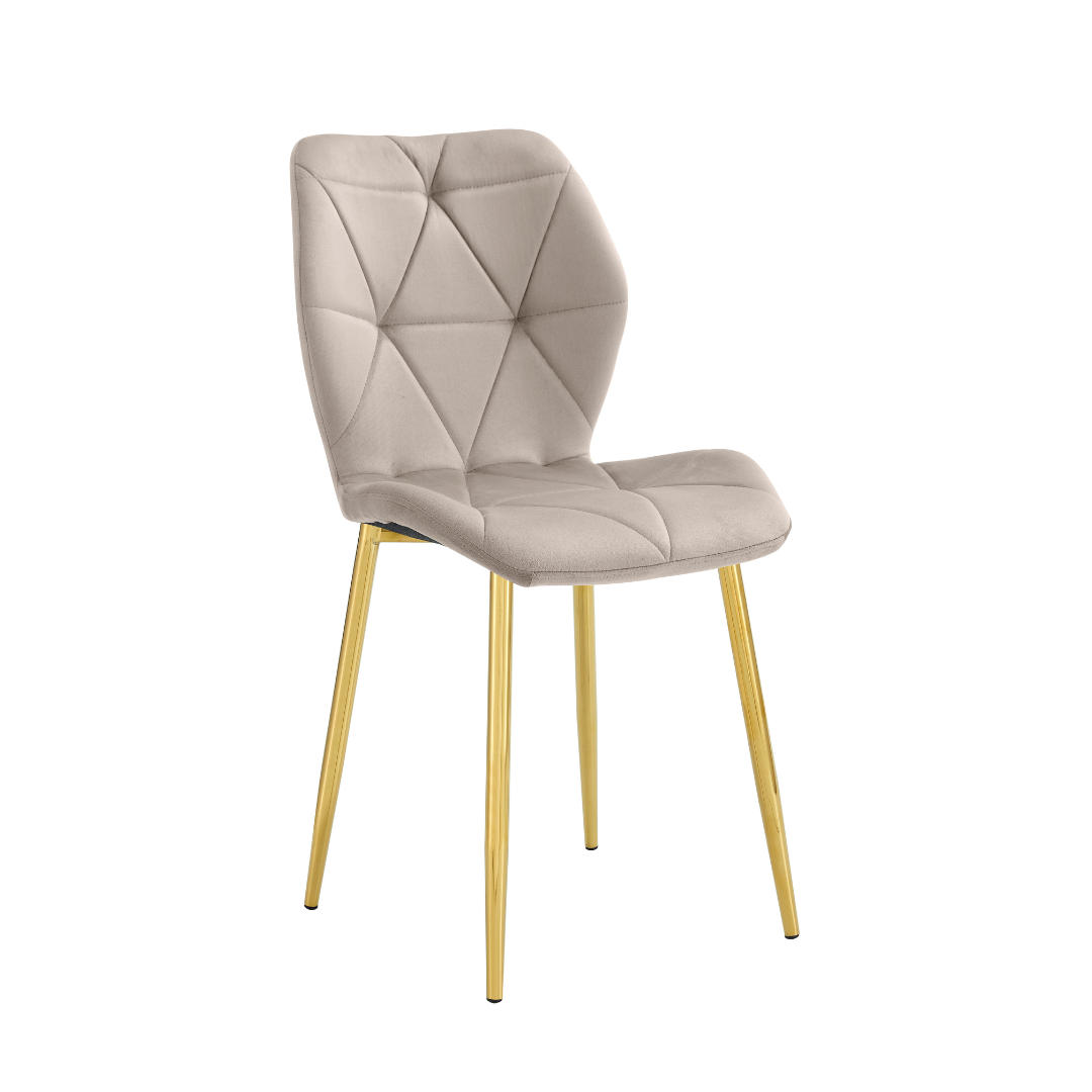 CHAISE COQUILLAGE TAUPE PIED GOLD