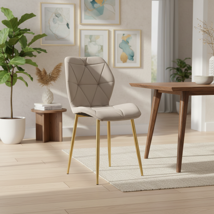 CHAISE COQUILLAGE TAUPE PIED GOLD