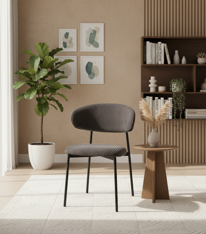 CHAISE LULU PIEDS METAL NOIR COTELE GRIS