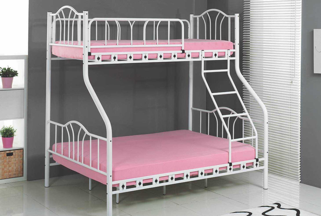 LIT SUPERPOSÉ METAL BLANC 140x190 + 90x190