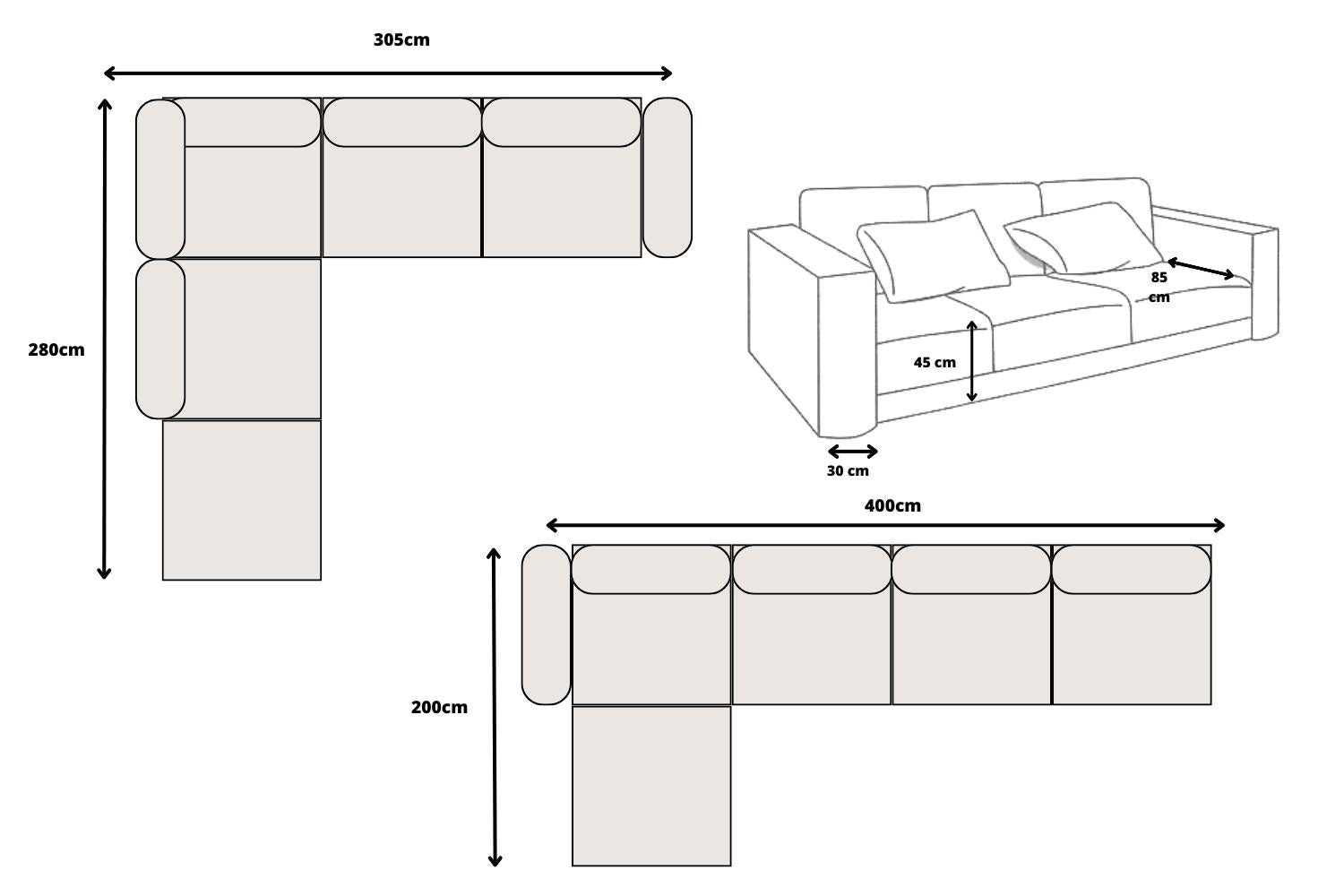 Canapé SM-élégance modulable Marbella Beige 4+1