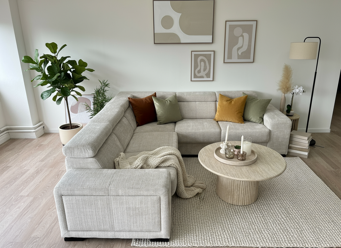 Canapé SM-d'angle réversible Karola Marbella Beige