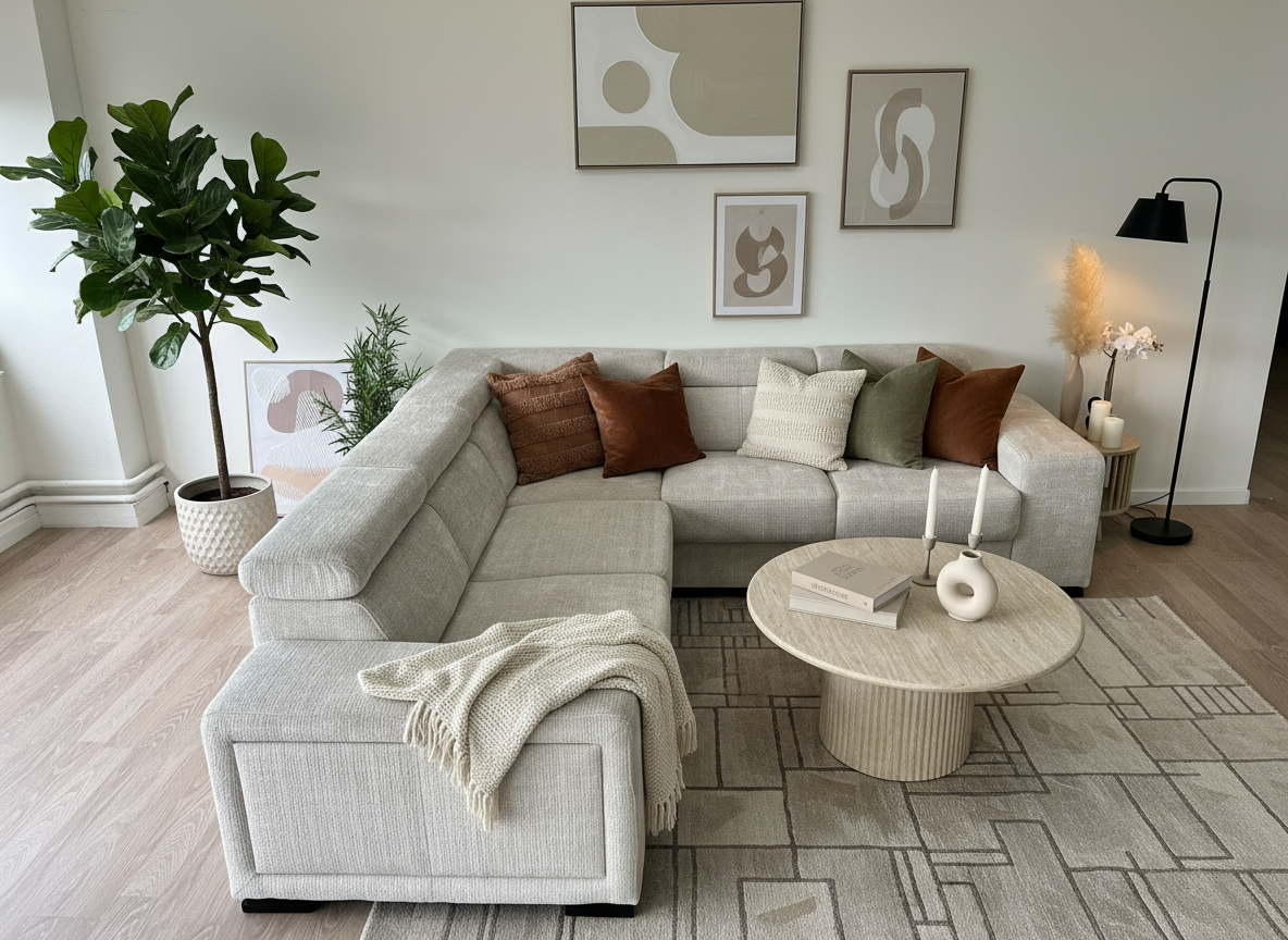 Canapé SM-d'angle réversible Karola Marbella Beige