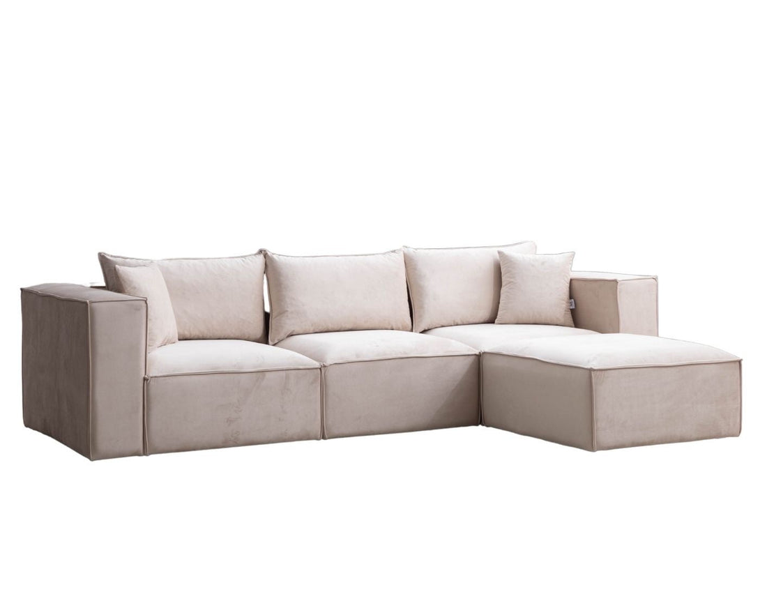 Canapé élégance modulable velours Beige 3+1
